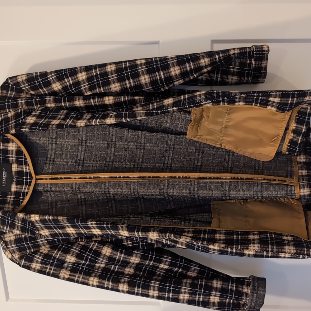 Liverpool Los Angeles Boyfriend Blazer Tartan Plaid Knit L Like New - Picture 8 of 8